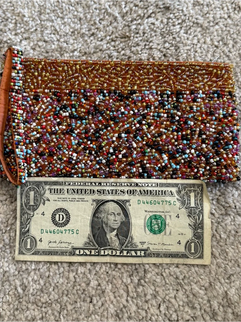 Beaded Multicolor Evening Clutch - Brown Accent